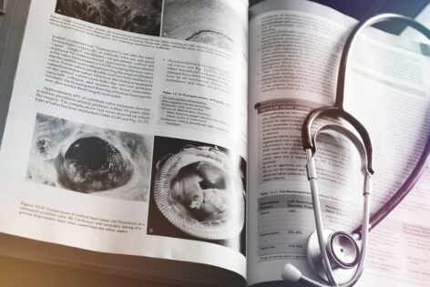 stethoscope on book