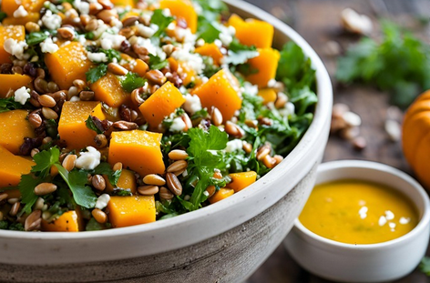 Roasted-butternut-squash-and-grain-salad-with-parsely-pumpkin-dressing