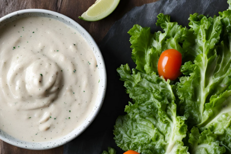 tahini-ranch-dressing-in-bowl-with-vegetables-next-to-it